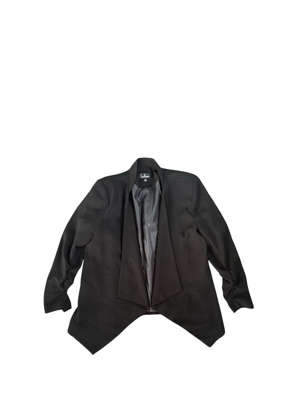 Lulu's Black Draped Open-Front Blazer Jacket